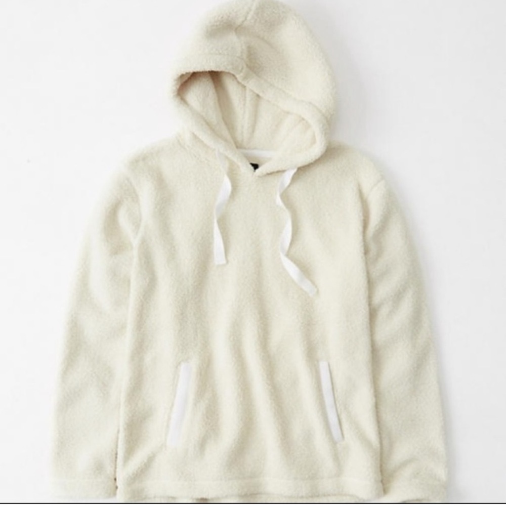 Abercrombie & Fitch soft af sherpa teddy bear hoodie pullover sweatshirt size S - Picture 4 of 6